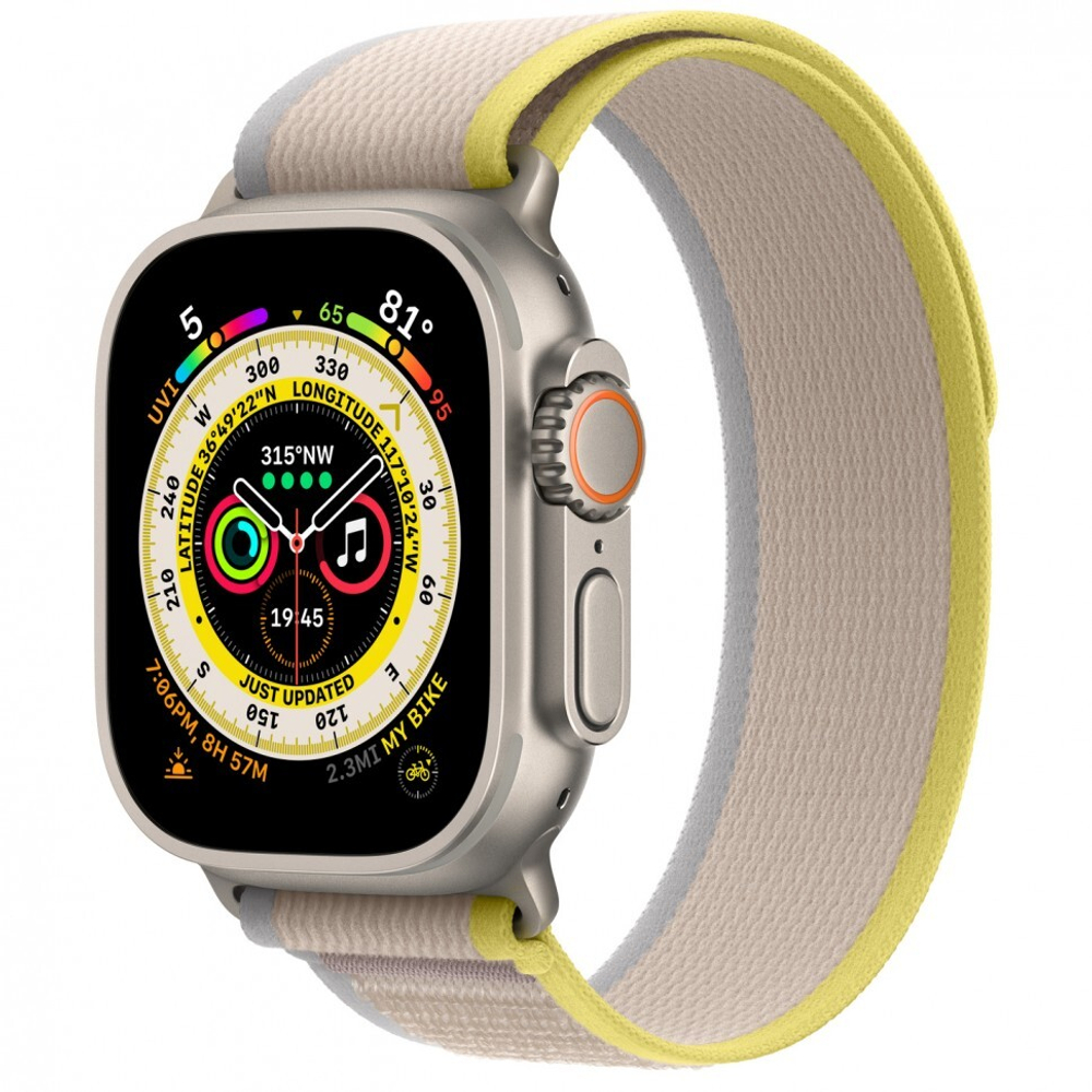 Apple Watch Ultra 49mm Titanium Case with Yellow / Beige Trail Loop