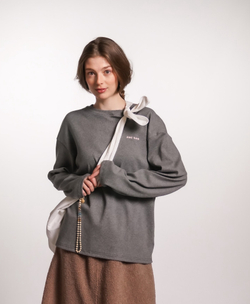 Лонгслив Zoe в рубчик, серый меланж