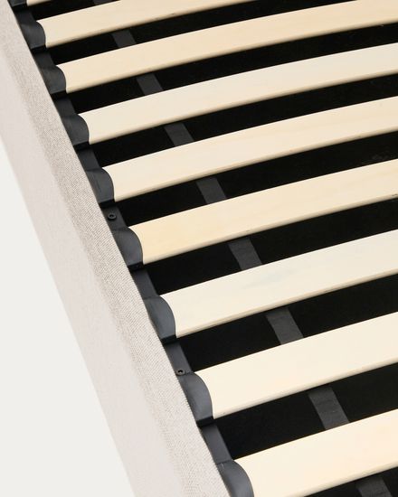 Кровать Nahiri бежевого цвета из шенилла с ящиком для хранения 90 x 200 см