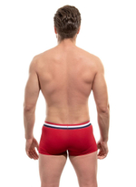 Мужские хлопковые трусы-боксеры с резинкой в полоску (Размер: M) (Цвет: темно-синий)