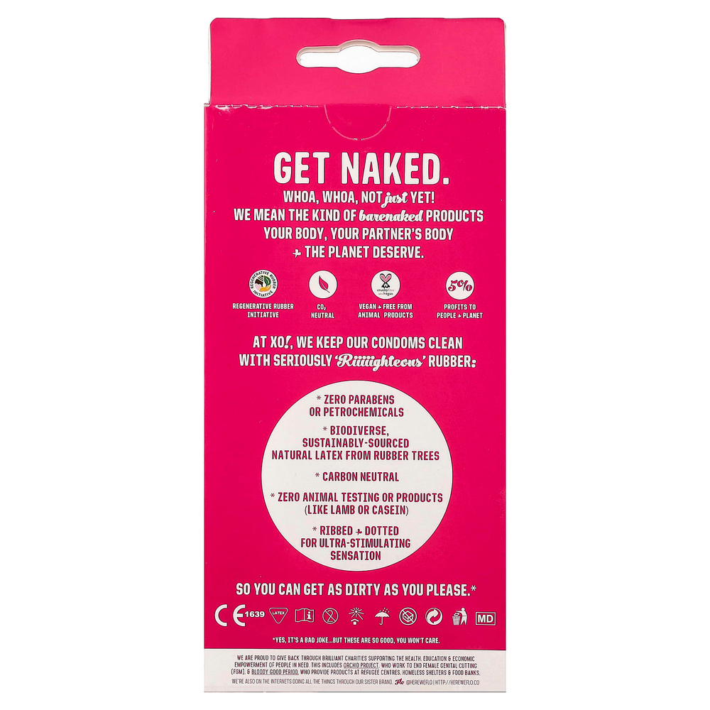 Here We Flo, XO! Rightous, резиновые презервативы в горошек, без запаха, 6 шт.