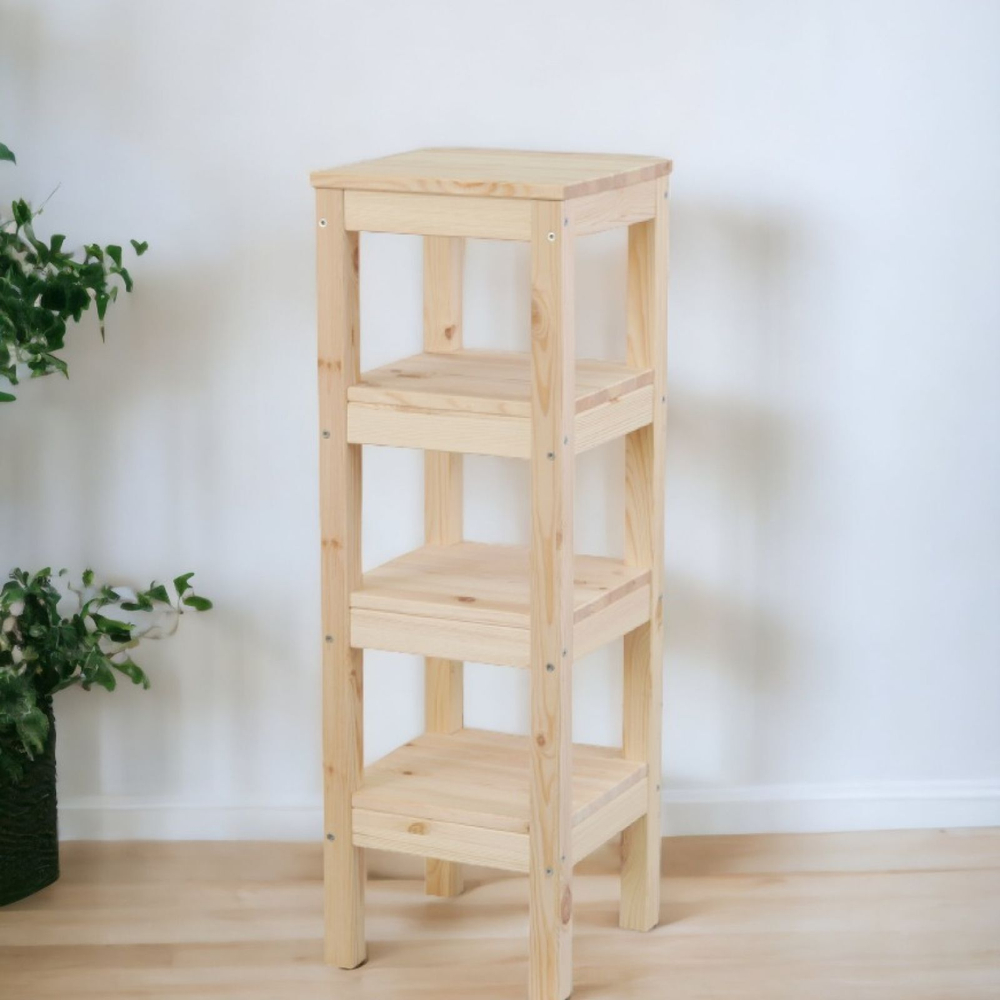 Стеллаж из массива сосны Ральф в скандинавском стиле, натуральная отделка