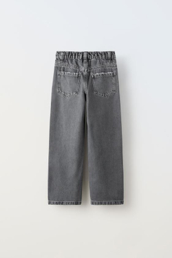 ZARA ДЖИНСЫ BARREL СО ШНУРКОМ, СЕРЫЙ