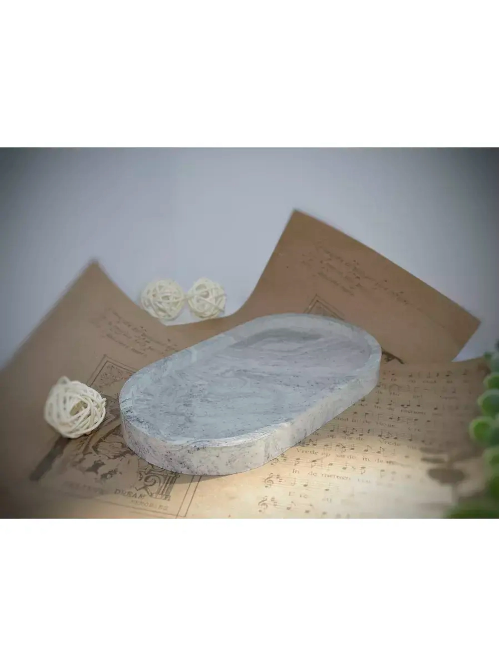 Декоративная подставка из гипса мрамор серая