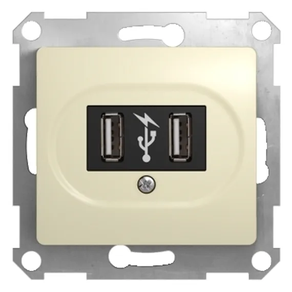 Розетка USB 1-м СП Glossa механизм беж. SchE GSL000232