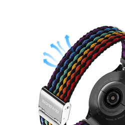 Эластичный ремешок темного цвета (DarkStripes) от Dux Ducis для смарт часов Samsung Galaxy Watch 3, 4, 5, 6 и 7 (размер крепления 20мм), серия Mixture II Series