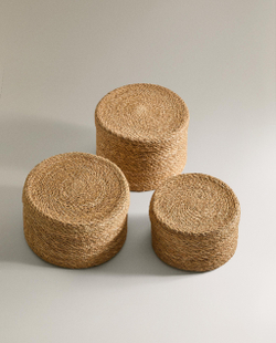 Zara Home Корзина из морской травы, цвет бежевый, 18 см · 6353/049