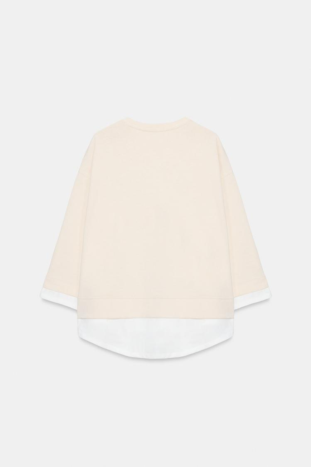 ZARA КОМБИНИРОВАННАЯ ТОЛСТОВКА С ДЛИННЫМИ РУКАВАМИ, ЭКРЮ