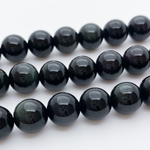 Бусины Обсидиан радужный, диаметр 10,3 мм, цена за 9 шт (1/4 нити)