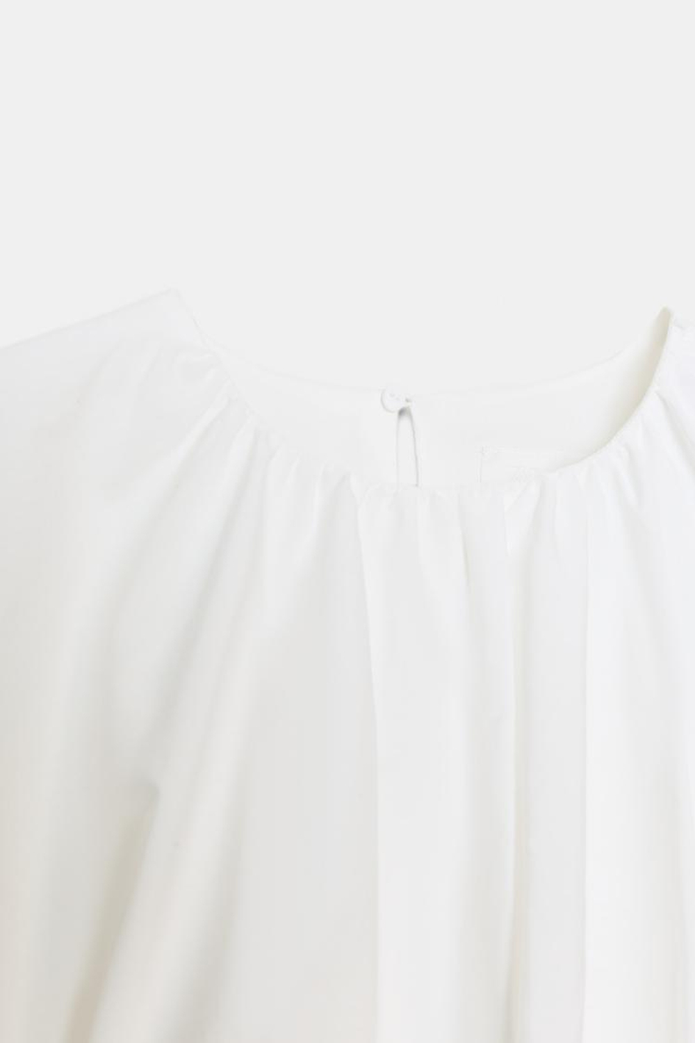 ZARA ТОП ИЗ ПОПЛИНА С ОБЪЕМНЫМИ РУКАВАМИ, БЕЛЫЙ