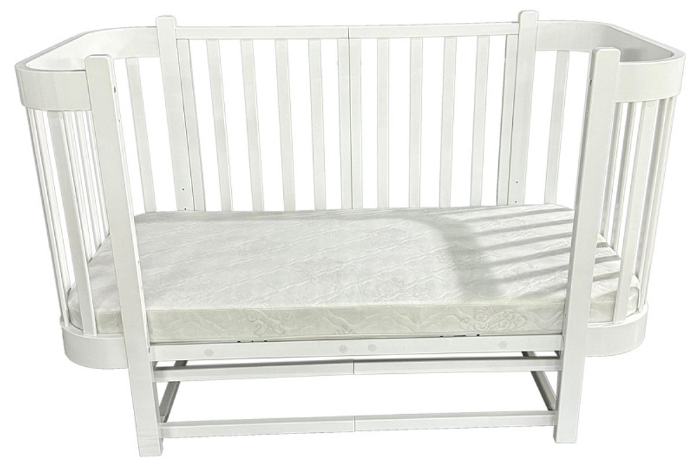 Детская кроватка Кедр Florencia продольный маятник 3 в 1 белый/белый