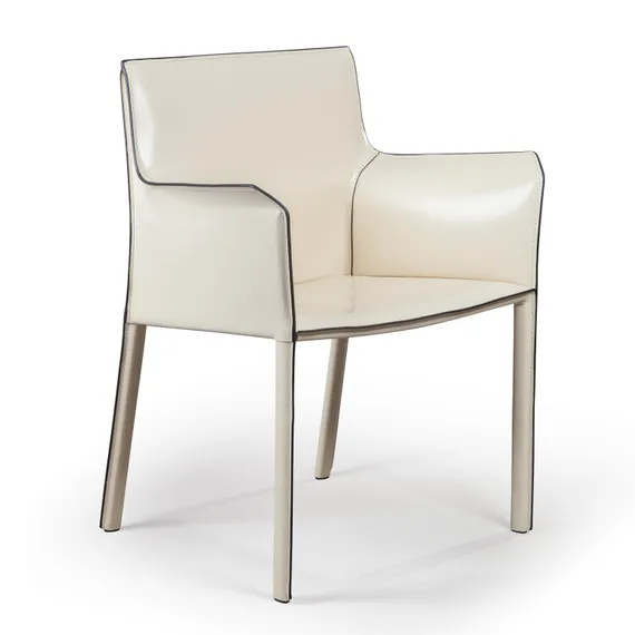 Стул с подлокотниками Barrie бежевая кожа