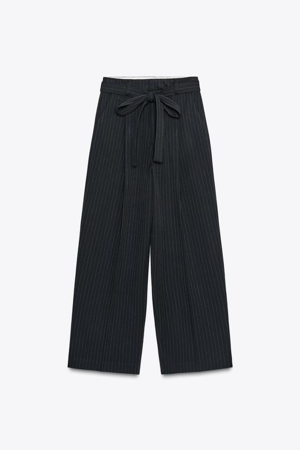 ZARA БРЮКИ СО СКЛАДКАМИ И ПОЯСОМ, МОРСКОЙ СИНИЙ