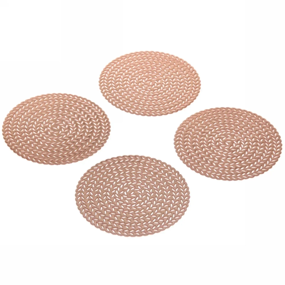 Подставка под кружку 10см в наборе 4шт «Паутинка» охра