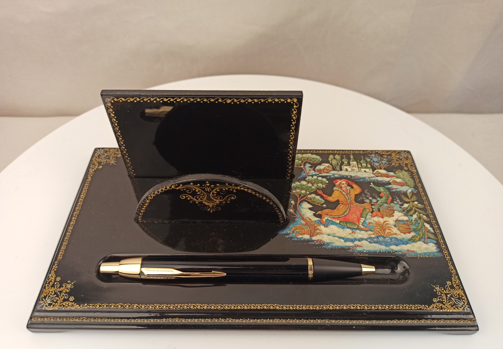 Визитница настольная с ручкой "Емеля" №1