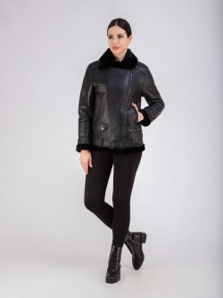 Дубленка авиатор женская натуральная удлиненная Турция