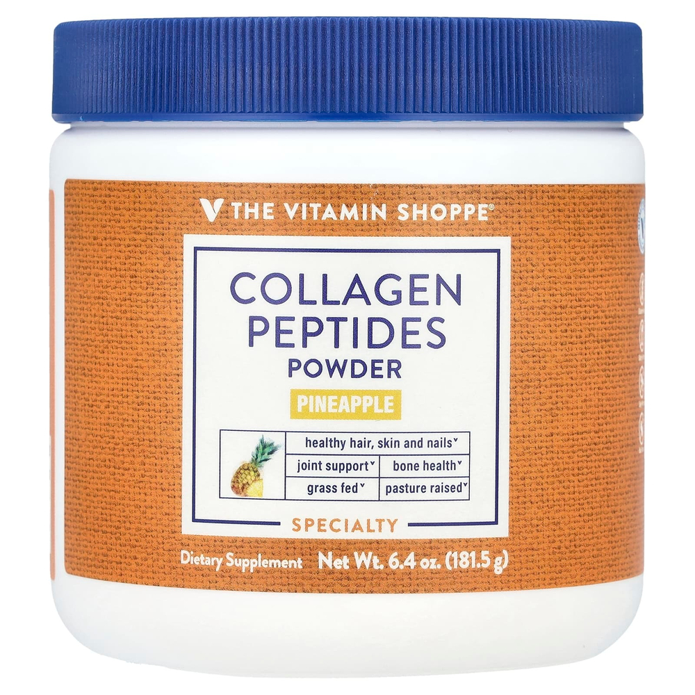 The Vitamin Shoppe, Порошок из пептидов коллагена, ананас, 181,5 г (6,4 унции)