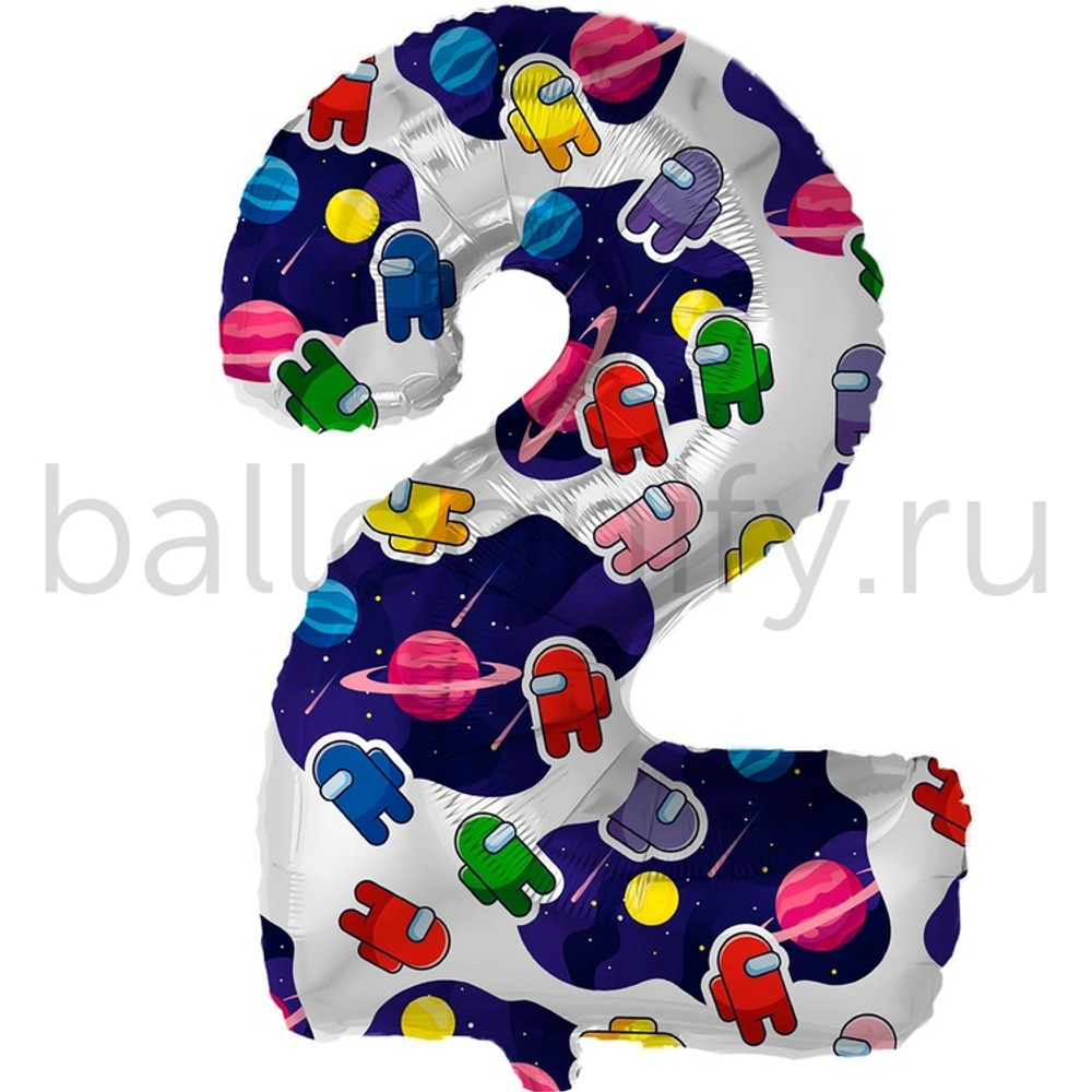 Шар ЦИФРА 2 Космонавтики 32" 81 см