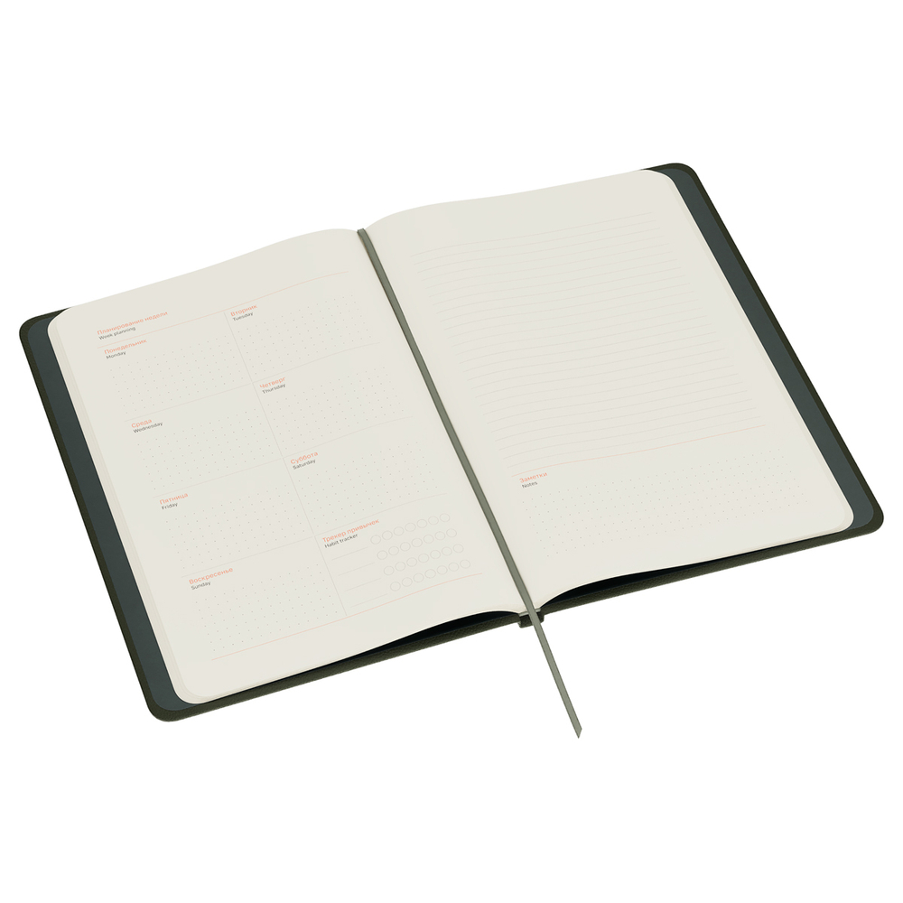 Еженедельник недатированный, B5, 64л., твердый переплет, кожзам, BG "Palm. Dark khaki", хаки