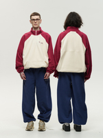 Drawstring Half-Zipped Sweatshirt Raspberry - Cream