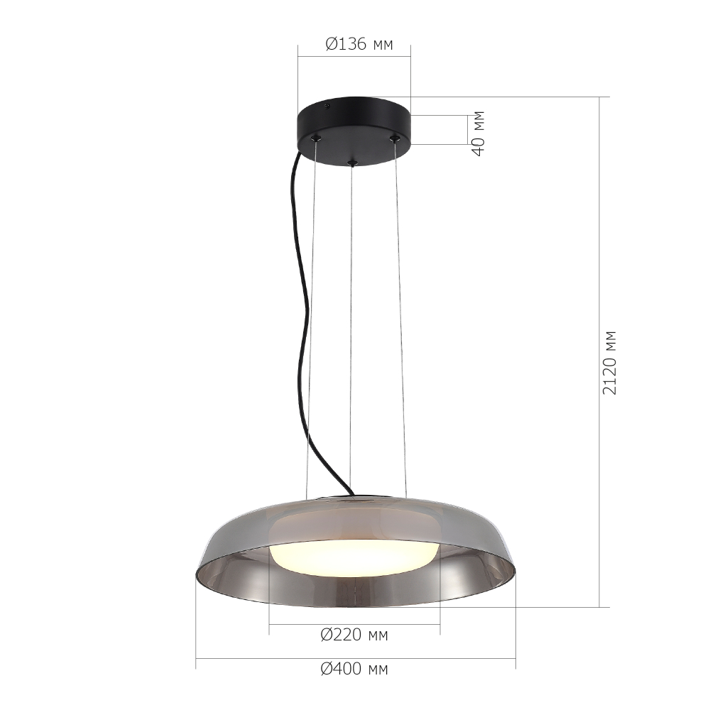 SL6019.413.01 Светильник подвесной ST-Luce Черный/Дымчатый, Белый LED 1*24W FORAY