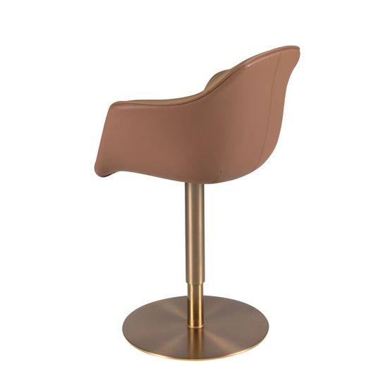 Поворотный стул 4235 из терракотово- бежевой ткани и коричневой экокожи