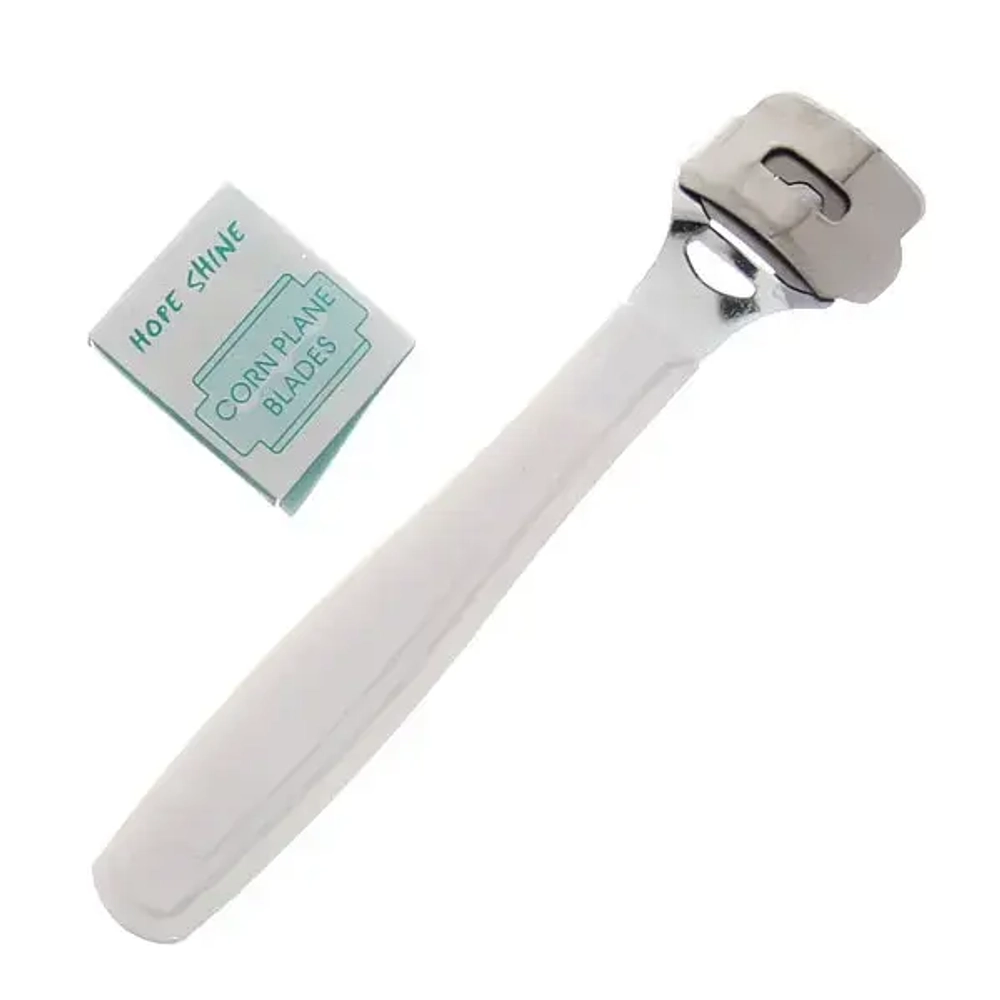 Скребок для пяток на блистере «Ultramarine», со сменными лезвиями, цвет белый, 18см✦