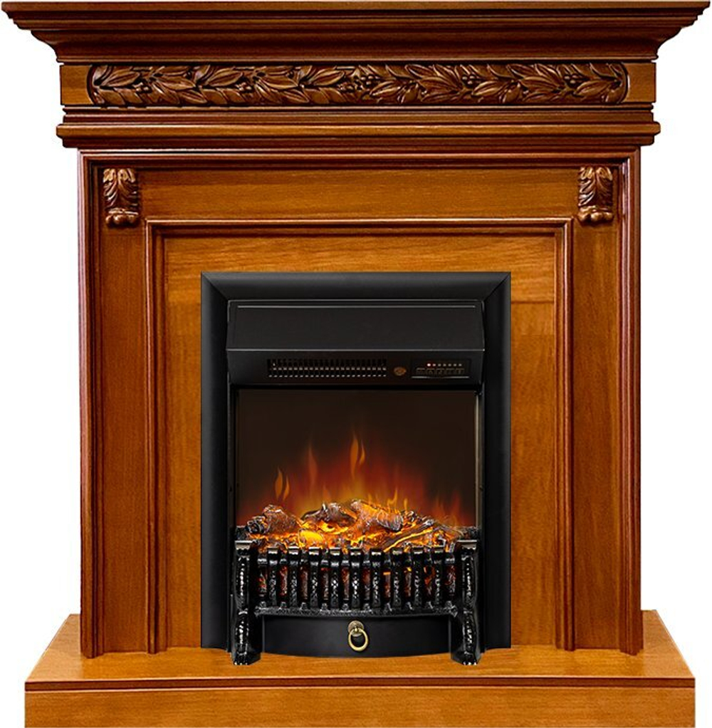 Каминокомплект Valletta - Орех с очагом Fobos FX M Black RC