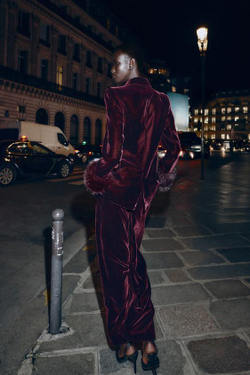 ZARA ШИРОКИЕ БРЮКИ ИЗ ВЕЛЬВЕТА, БУРГУНДИ