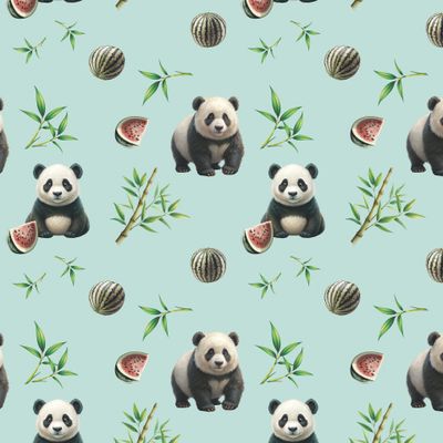 панда мишка бамбук арбуз мятный