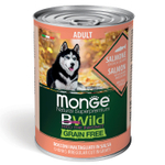 Влажный корм Monge Dog BWild GRAIN FREE для взрослых собак, беззерновой, из лосося с тыквой и кабачками, консервы 400 г - 24 шт