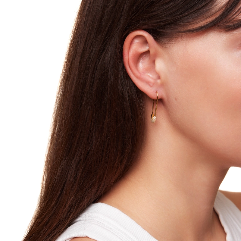 Серьги Кристальная Булавка – Золото