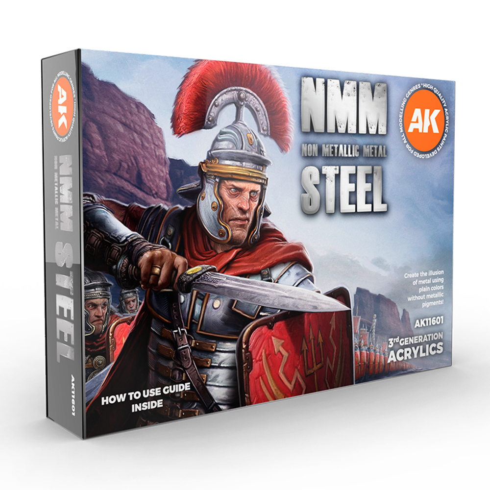 Набор акриловых красок AK Interactive NMM (Non Metallic Metal) Steel Set