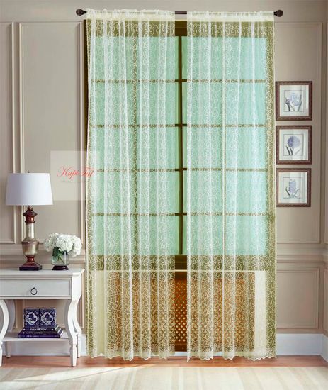 Тюль сетка с вышивкой Веточки-2 (кремовый)