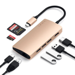 USB-Хаб Satechi Multiport V2 (USB-C) (ST-TCMA2) Подключение: встроенный кабель USB-C. Порты: USB-C (PD 3.1 115 Вт), USB-A 3.2 Gen 2, 2 USB-A 3.2 Gen 1, microSD, SD, HDMI (до 4K 60 Гц), Gigabit Ethernet