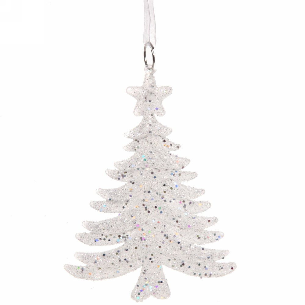 Подвеска «Елочка» 10 см, белый блеск