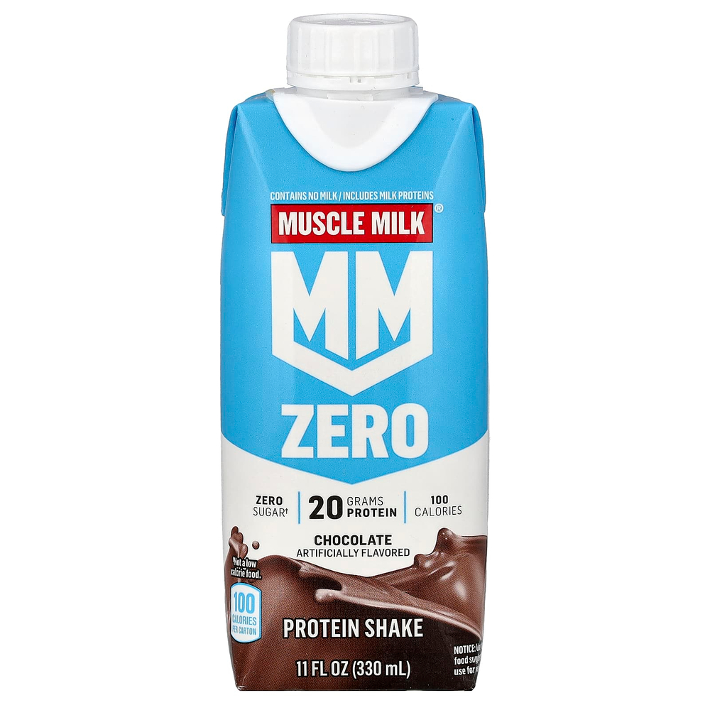 Muscle Milk, Zero, Protein Shake, Chocolate, 4 Cartons, 11 fl oz (330 ml) Each