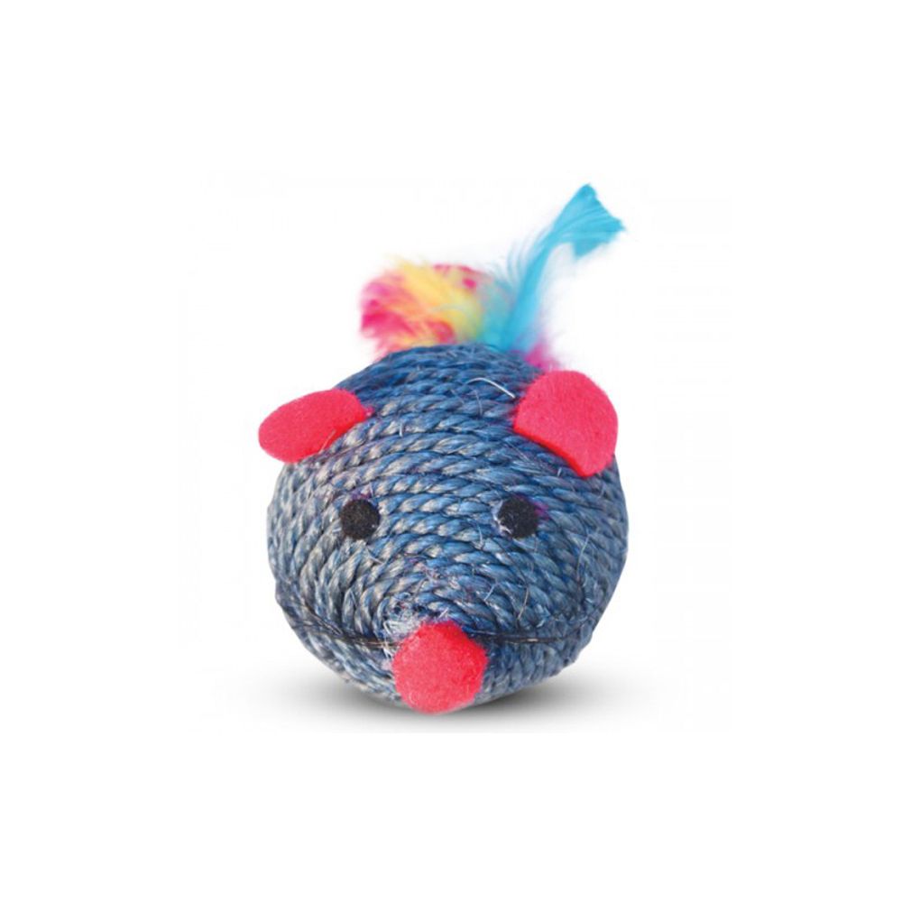 Игрушка TRIOL мяч-мышка для кошек, сизаль, 6,5 см
