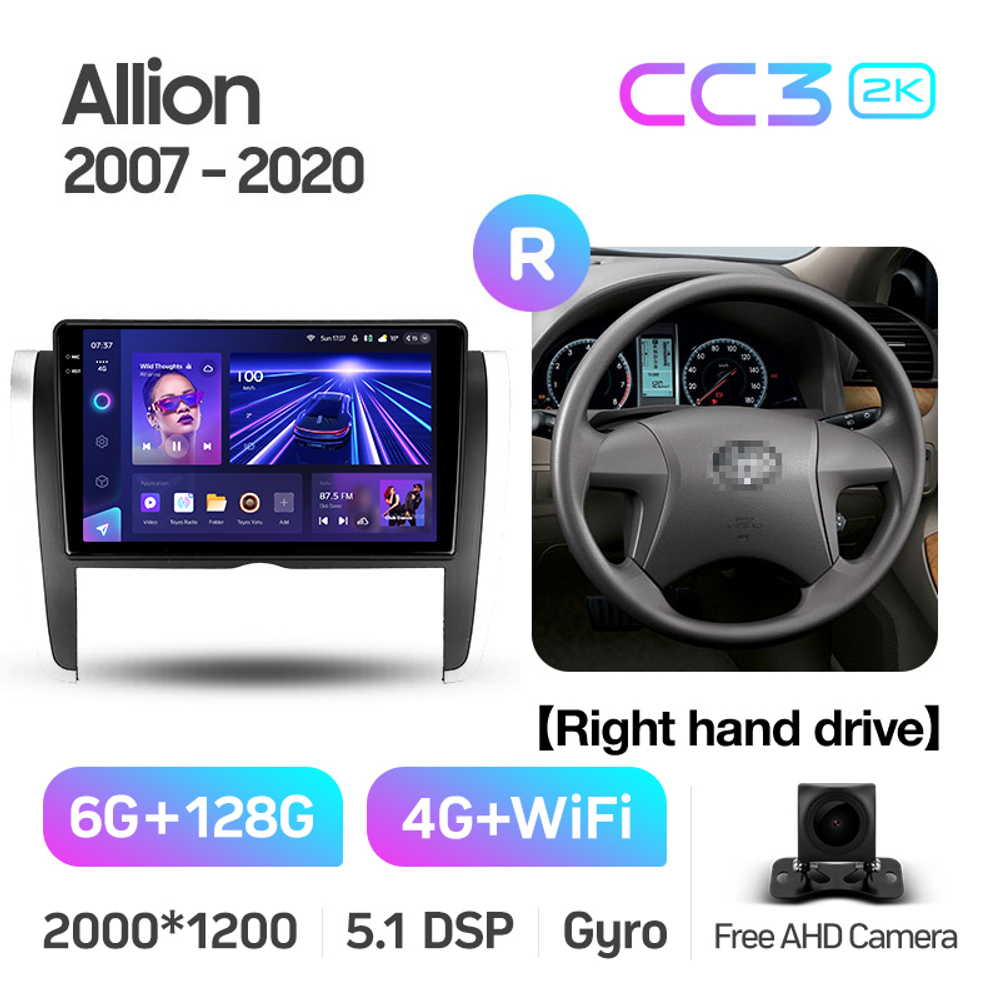 Teyes CC3 2K 9"для Toyota Allion 2007-2020 (прав)