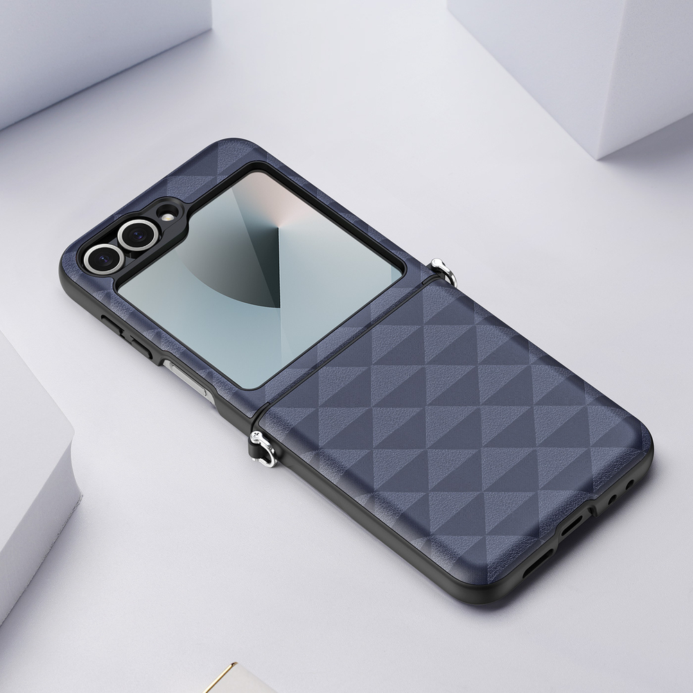 Складной чехол-книжка синего цвета от Dux Ducis для Samsung Z Flip 6, серия Fitt Series Case