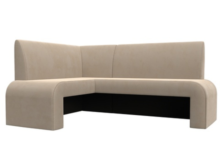 Диван кухонный угловой Кармен левый угол, Бежевый, Велюр, 126131L