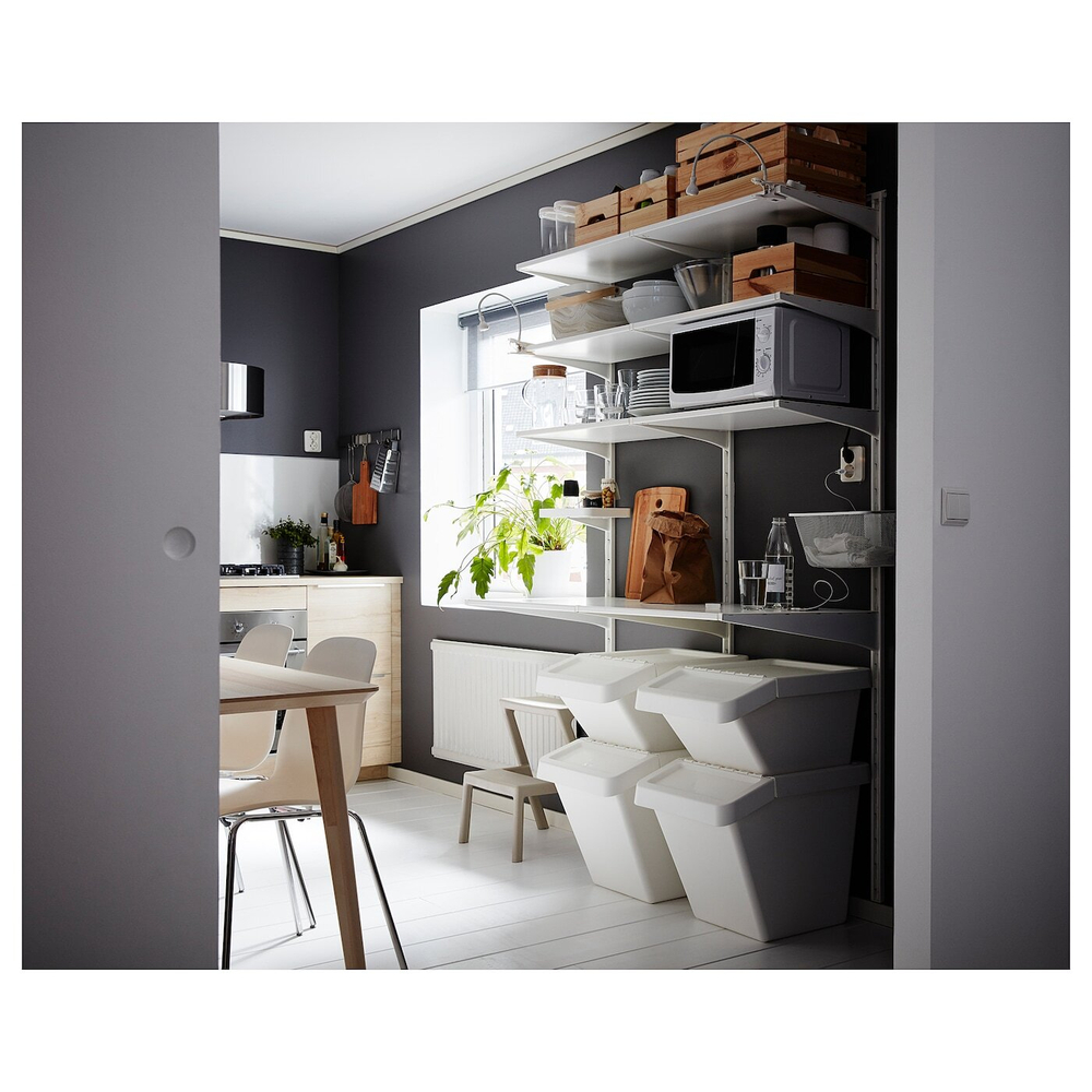 IKEA SORTERA  (ИКЕА СОРТЕРА)  -  Корзина для разделения отходов, белая, 37 л