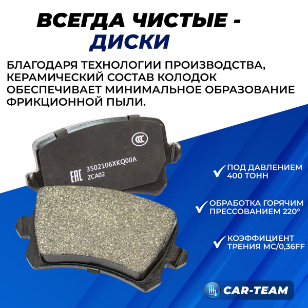 Колодки тормозные задние (керамические) Haval F7, F7X, Great Wall (арт. ZCP-0539)