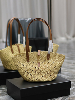 Saint Laurent Panier Small in Raffia