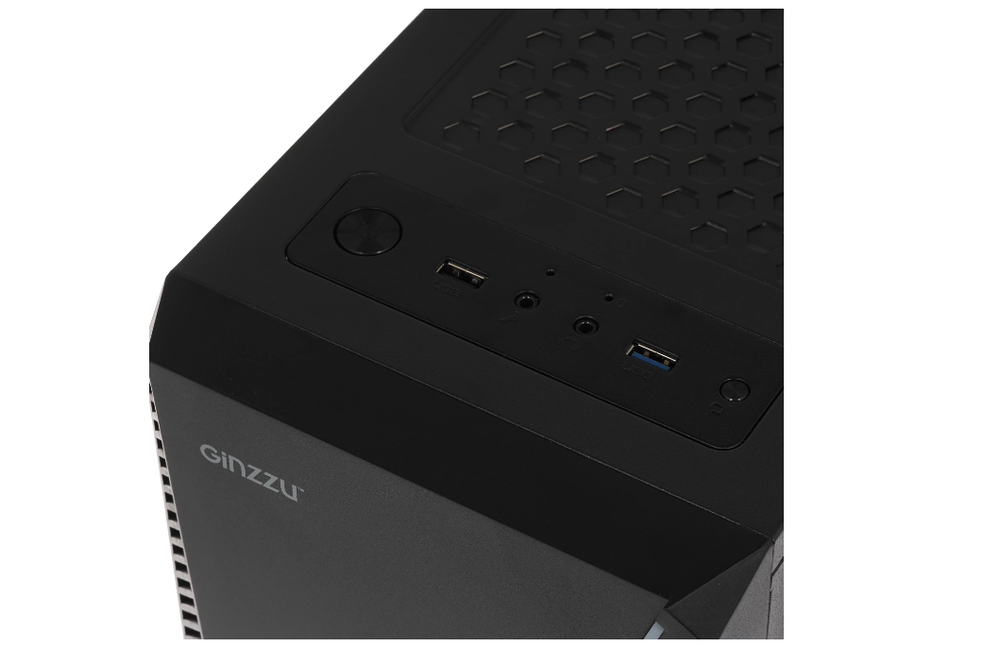 Корпус Ginzzu SL200 FAN Rear 12CM LED 1*USB 3.0,1*USB 2.0,Audio Акриловая боковая панель без БП