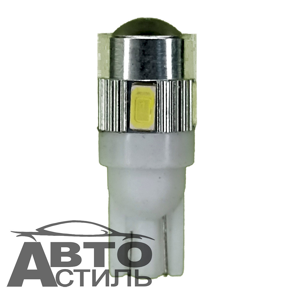 Светодиод 12V T10  6SMD 5730 WHITE LENS белый корпус ( без цокольн) Линза+2SMD+4SMD