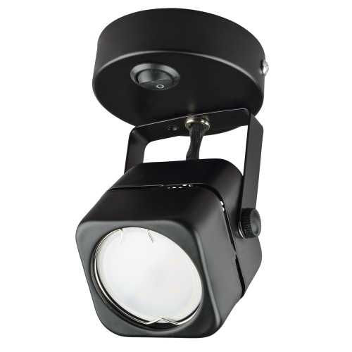 DLC-S613 GU10/B BLACK Светильник декоративный накладной, серия Sotto. Без лампы, цоколь GU10. Выкл. на корпусе. Металл. Черный. TM Fametto