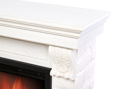 Портал Firelight Forte 25S камень белый, шпон белёный дуб