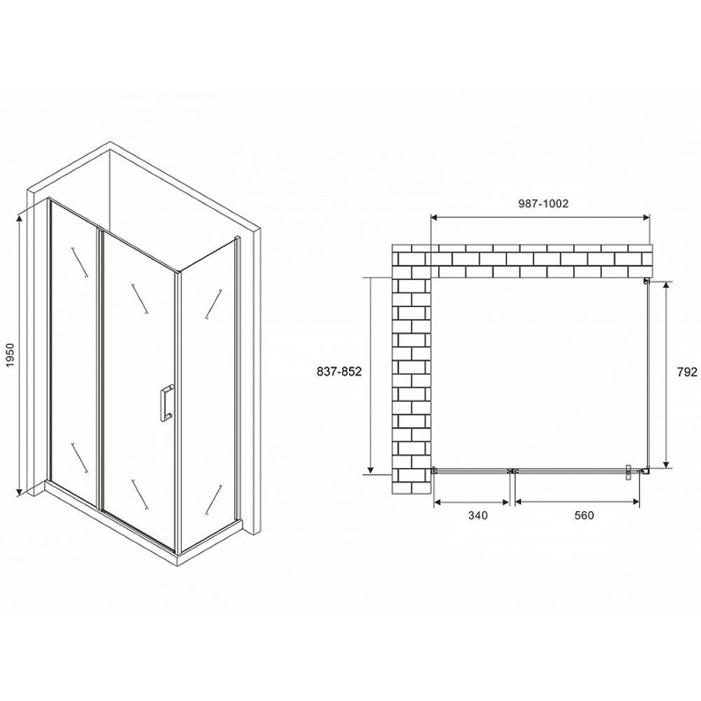 Душевой уголок Abber Sonnenstrand 100x85 AG04100S-S85 профиль Хром стекло прозрачное