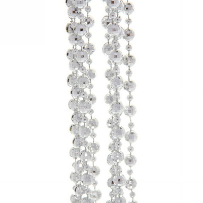 Бусы на елку 2,5м «Шарик Дискобол» d-5мм, Серебро